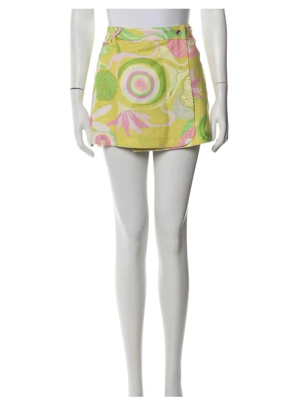 Vintage rare Y2K 2004 Dolce & Gabbana Linen Floral Print wrap Mini Skirt size XS